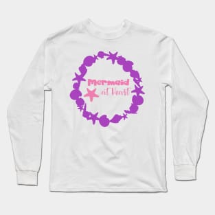 Mermaid At Heart, Starfish, Seashells, Shells Long Sleeve T-Shirt